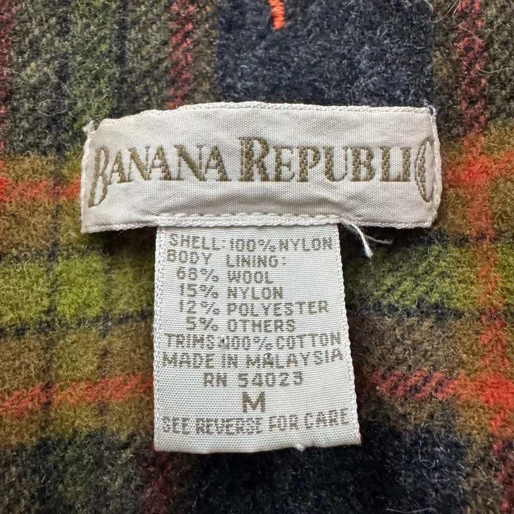 Vintage Banana Republic Plaid Wool Lined Denim Jacket
